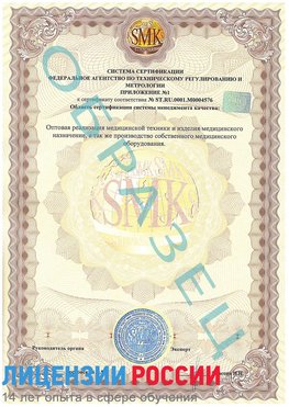 Образец сертификата соответствия (приложение) Пенза Сертификат ISO 13485